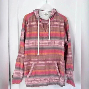 True Grit Aztec Cotton Beach Comfy Hooded Pullover Sweater Size M UNISEX